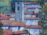 A Tuscan village, Italy - acrylic - private collection